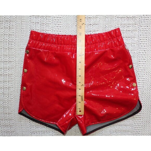 Danielle Guizio Faux leather metallic Red Short Size M Women's Pants Preppy - Picture 4 of 8